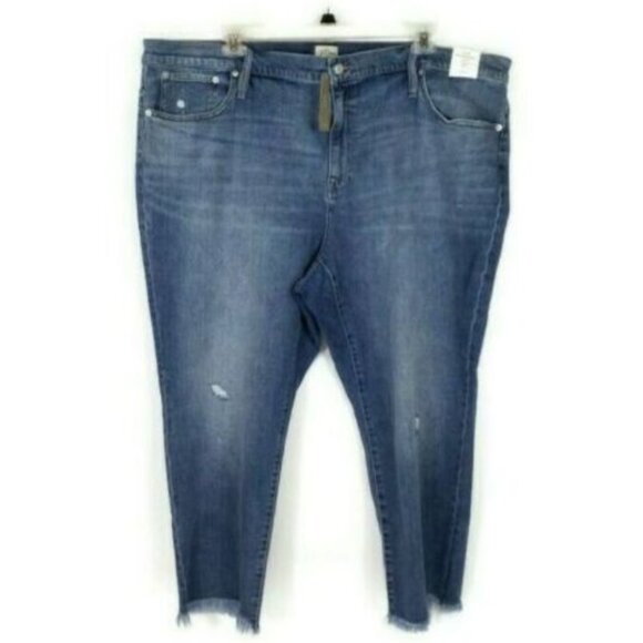 J. Crew Medium Wash Slim Boyfriend Distressed Stretch Denim Jeans Womens 48 NWT - Picture 16 of 16